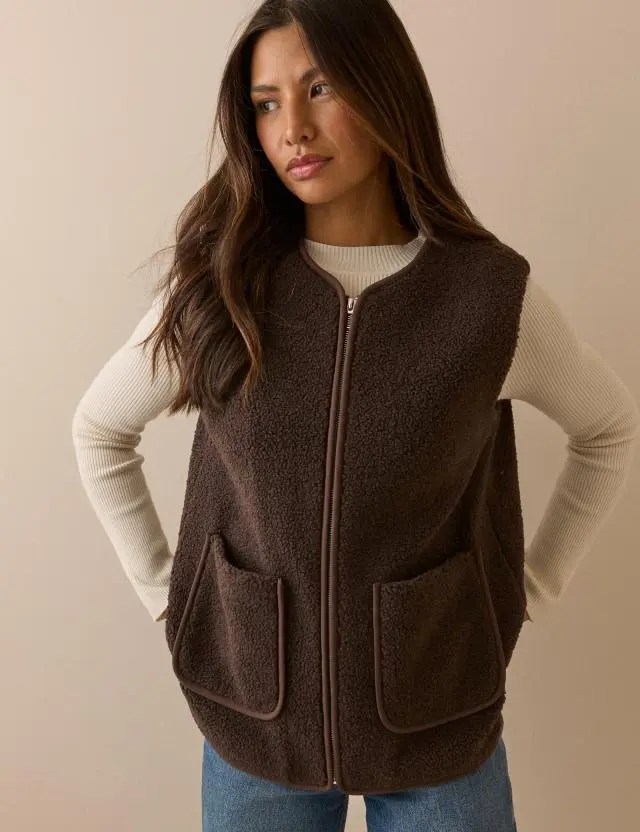 Chocolate Brown Borg Gilet