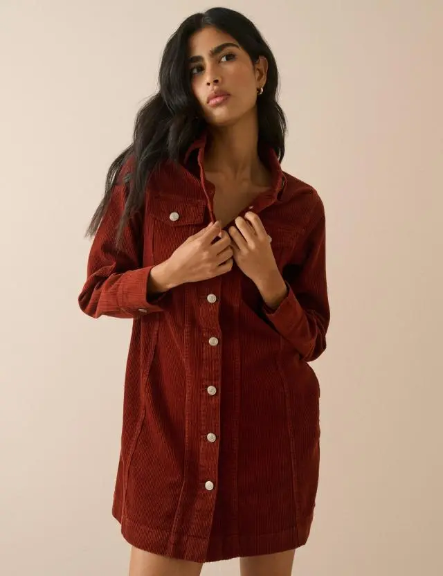 Rust Orange Cord Sheena Shirt Dress