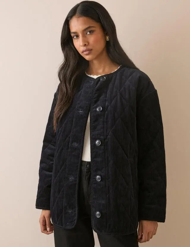 Navy Quilted Cord Jacket