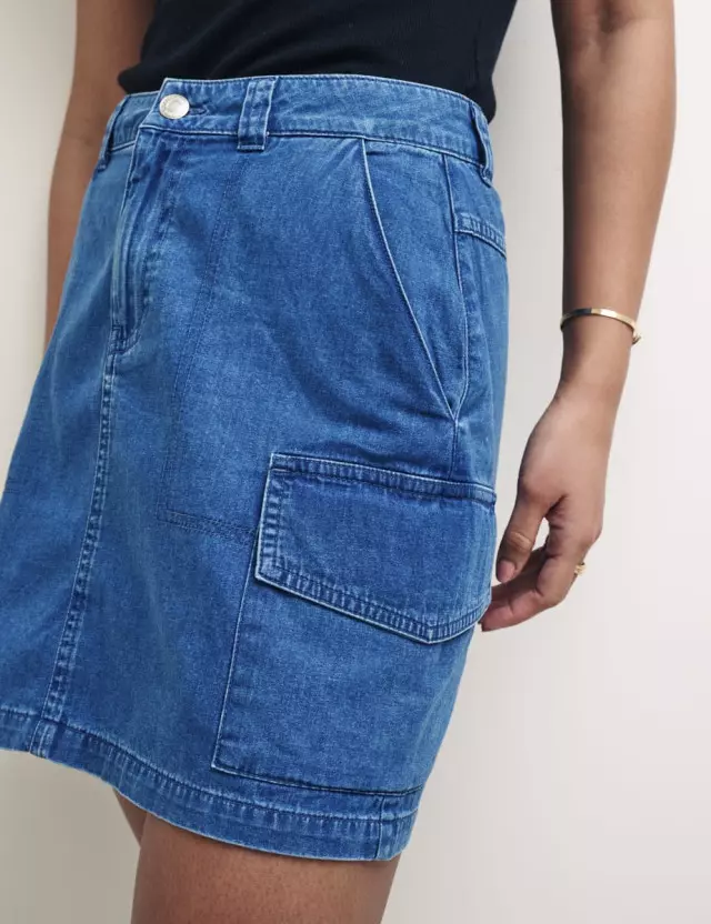 Denim Cargo Utlity Mini Skirt