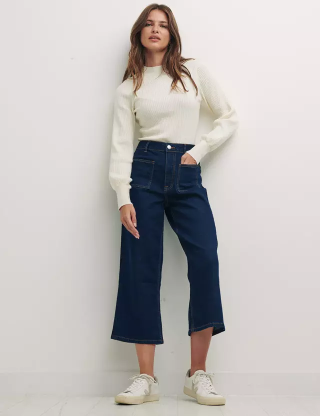 Cropped Wide Leg with Patch Pocket