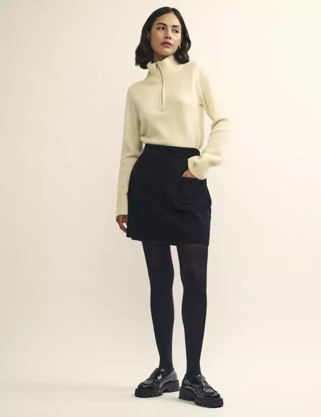 Petite Black Cord A-Line Mini Skirt