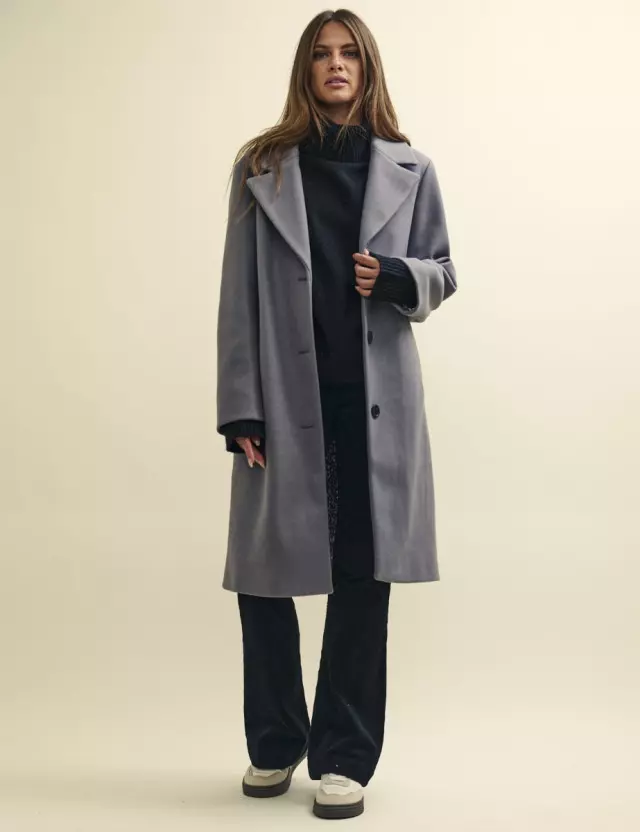 Grey Single Breasted Coat