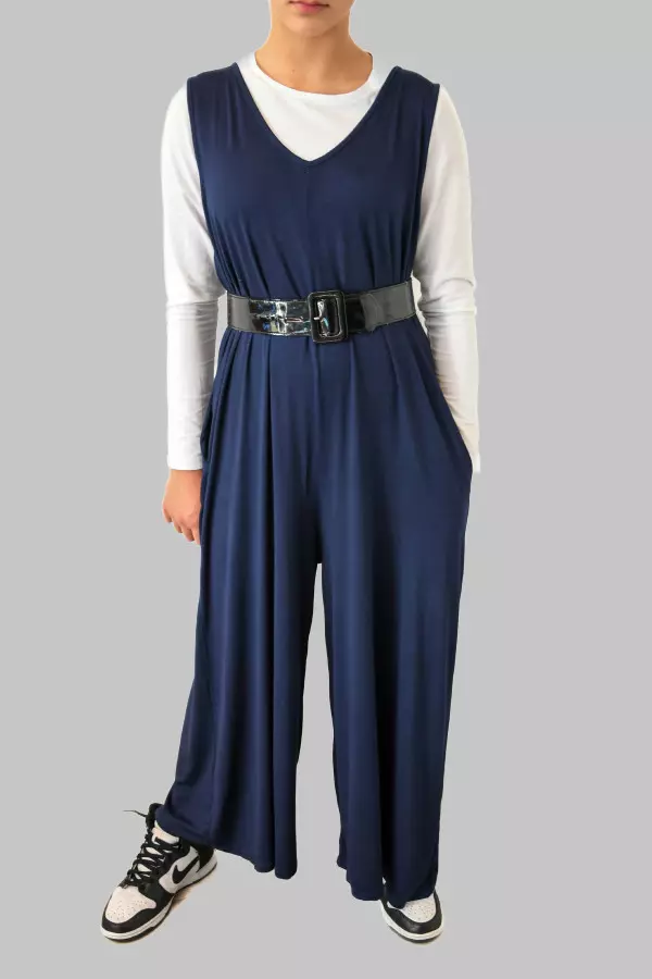 Dark Blue Jumpsuit with Pockets
