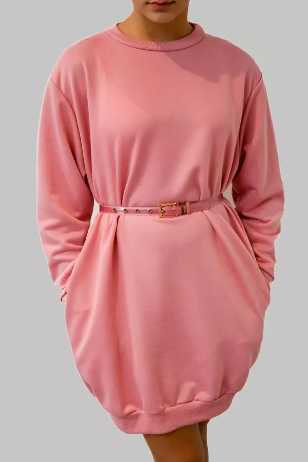Pink Jumper Dress with Pockets