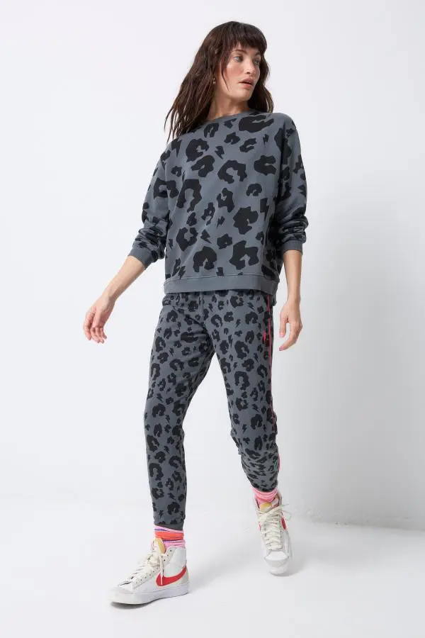 Grey Leopard Cosy Joggers