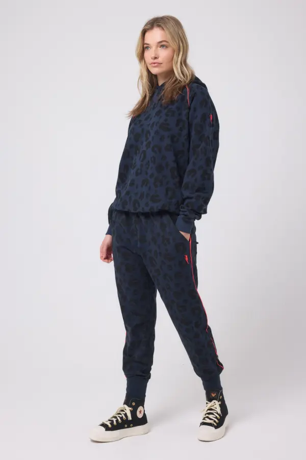 Navy Leopard Cosy Joggers