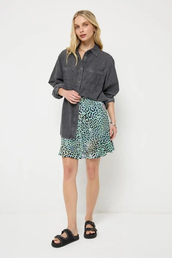 Washed Black Oversized Denim Shirt