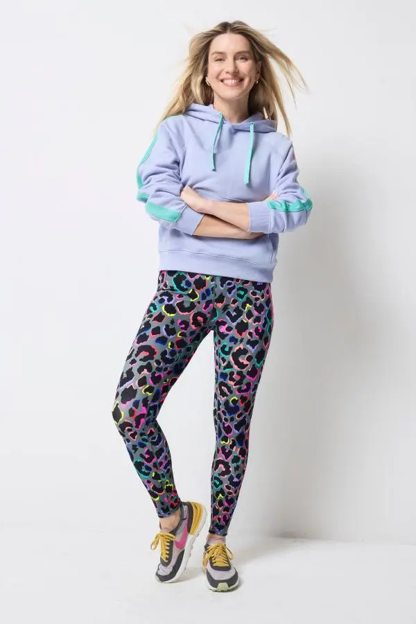 Dark Khaki with Rainbow Shadow Leopard Full Length Active Leggings