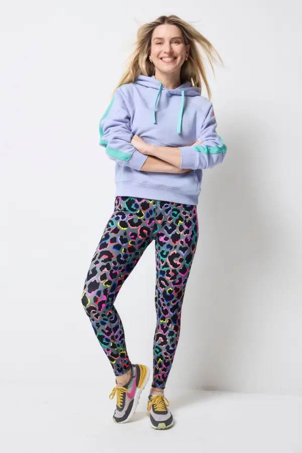 Dark Khaki with Rainbow Shadow Leopard Full Length Active Leggings