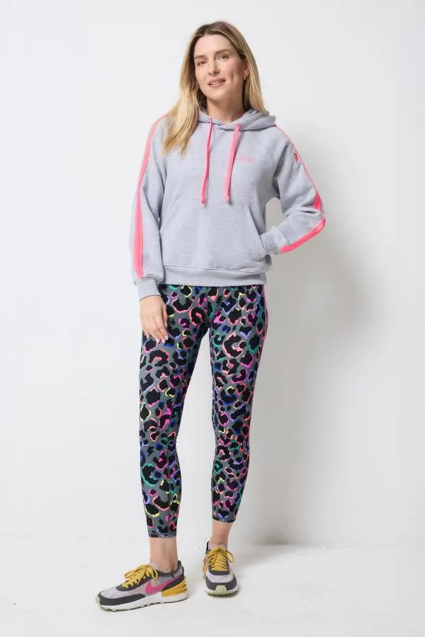 Dark Khaki with Rainbow Shadow Leopard 7/8 Length Active Leggings