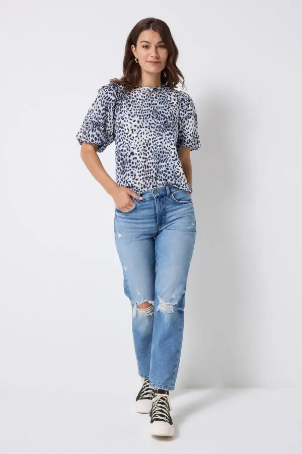 Authentic Light Indigo Distressed Boyfriend Jeans