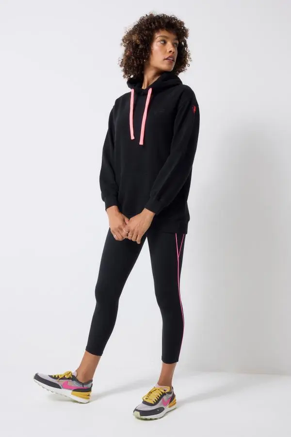 Black with Neon Piping 7/8 Length Active Leggings