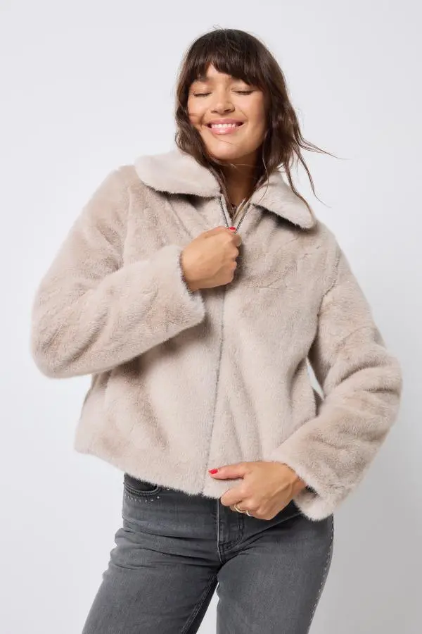 Cream Faux Fur Jacket