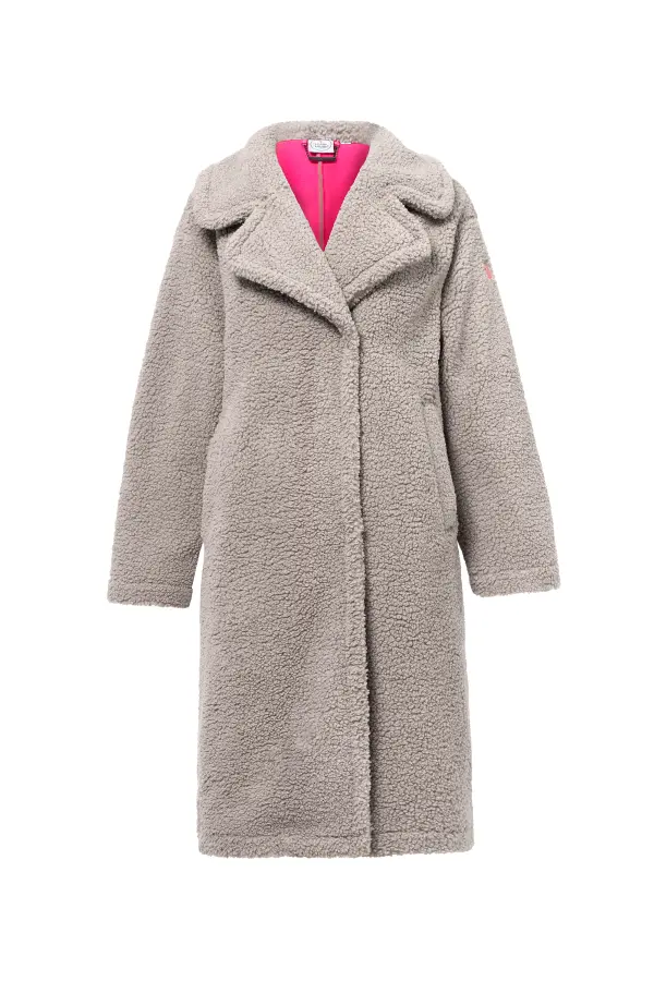 Stone Longline Teddy Coat