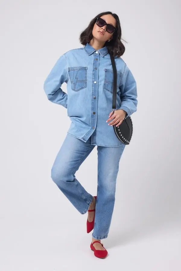 Pale Indigo Relaxed Denim Shirt