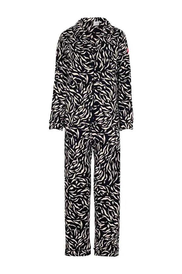 Black with White Zebra & Lightning Bolt Print Pyjamas