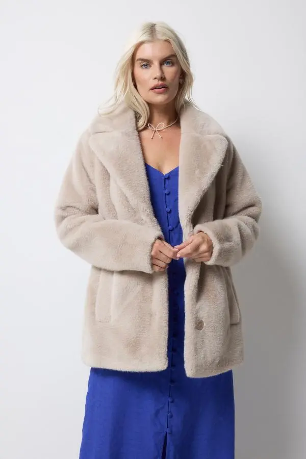 Cream Faux Fur Coat
