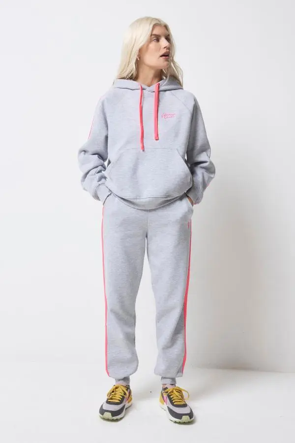 Light Grey Marl with Pink Colourblock Joggers