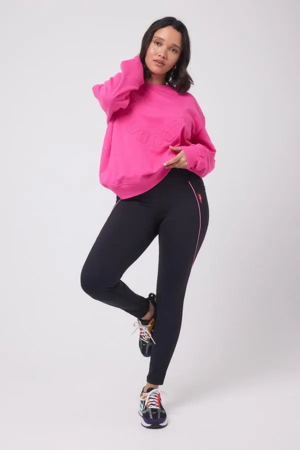 Black with Neon Piping Full Length Active Leggings