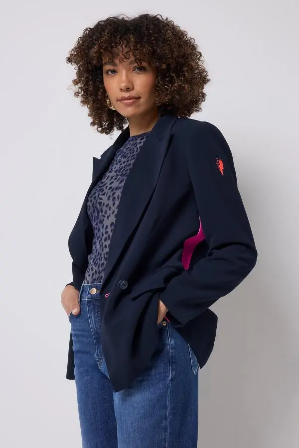 Navy with Pink Side Stripe Blazer