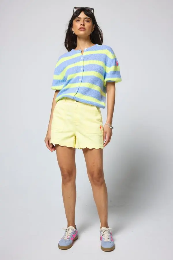 Lemon Scallop Denim Shorts