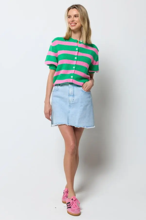 Ice Blue Wash Denim Mini Skirt