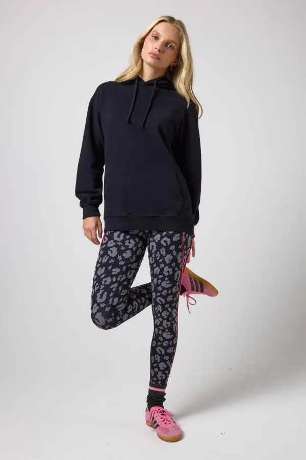 Black Multi Bolt Longline Hoodie