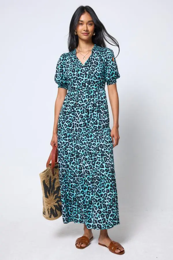 Mint Jaguar Tie Front Maxi Dress