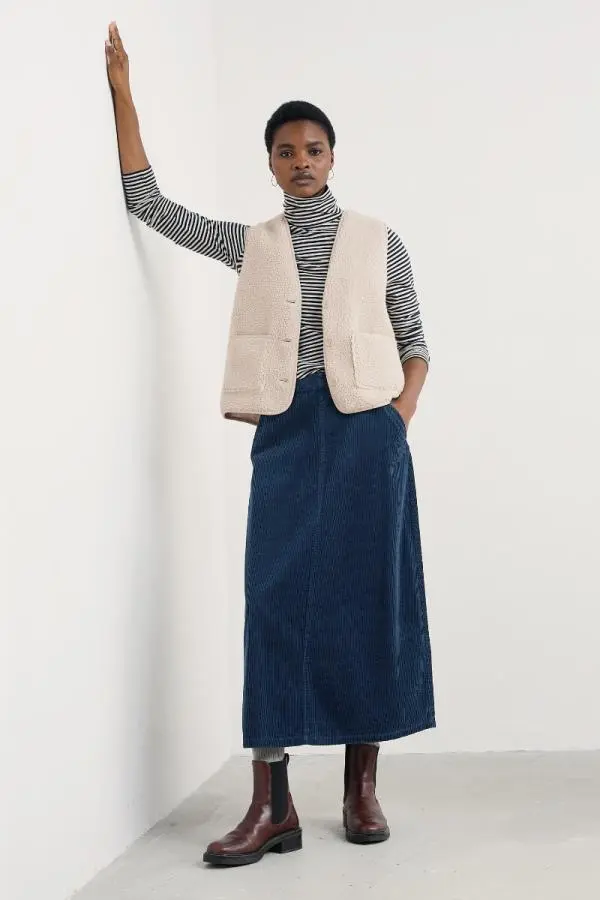Window Wren Cord Midi Skirt
