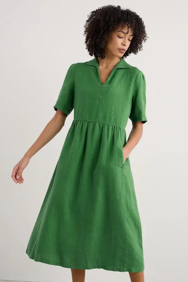 Fen Violet Linen Midi Dress