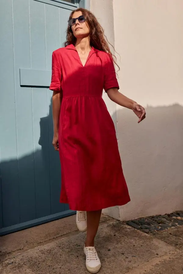 Fen Violet Linen Midi Dress