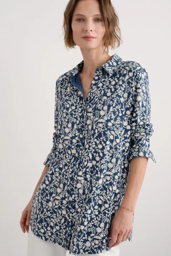 Dove Plant Jersey Button-Through Tunic
