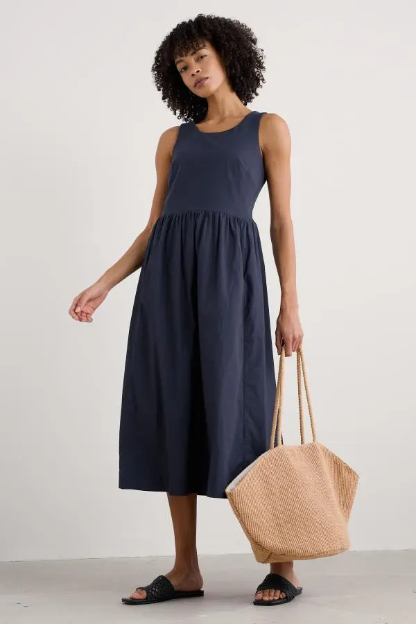 Madder Jersey Woven Mix Sleeveless Dress