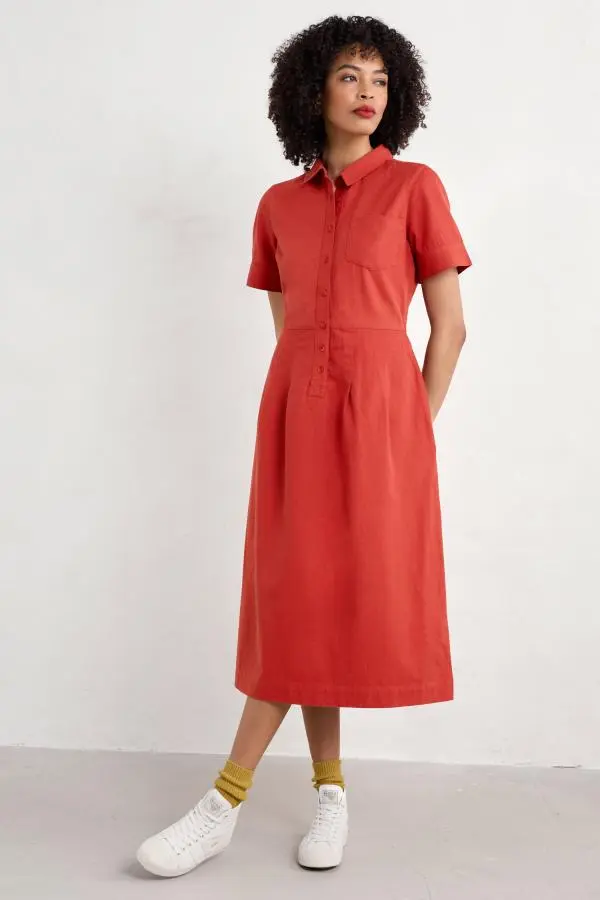 Birch Glade Organic Cotton Midi Shirt Dress