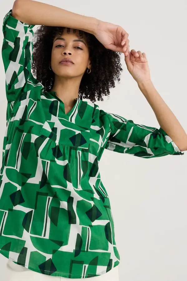 Op Art Organic Cotton Tunic Top