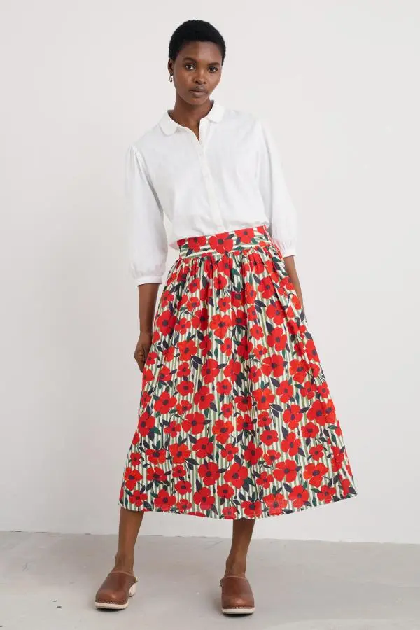 Mevagissey Midi Skirt in GOTS-Certified Organic Cotton