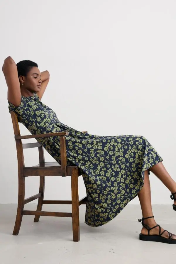 Veronica Short Sleeve Midi Dress in GOTS-Certified Organic Cotton