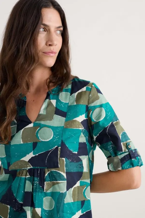 Op Art Organic Cotton Tunic Top