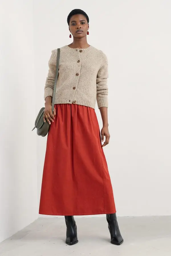 Mevagissey Midi Skirt in GOTS-Certified Organic Cotton