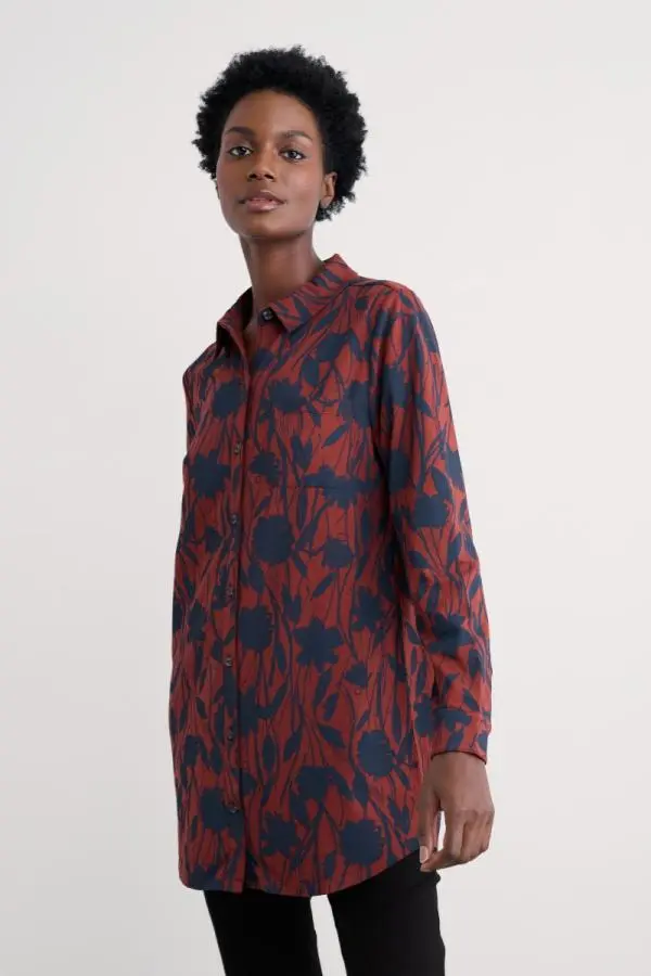 Dove Plant Jersey Button-Through Tunic