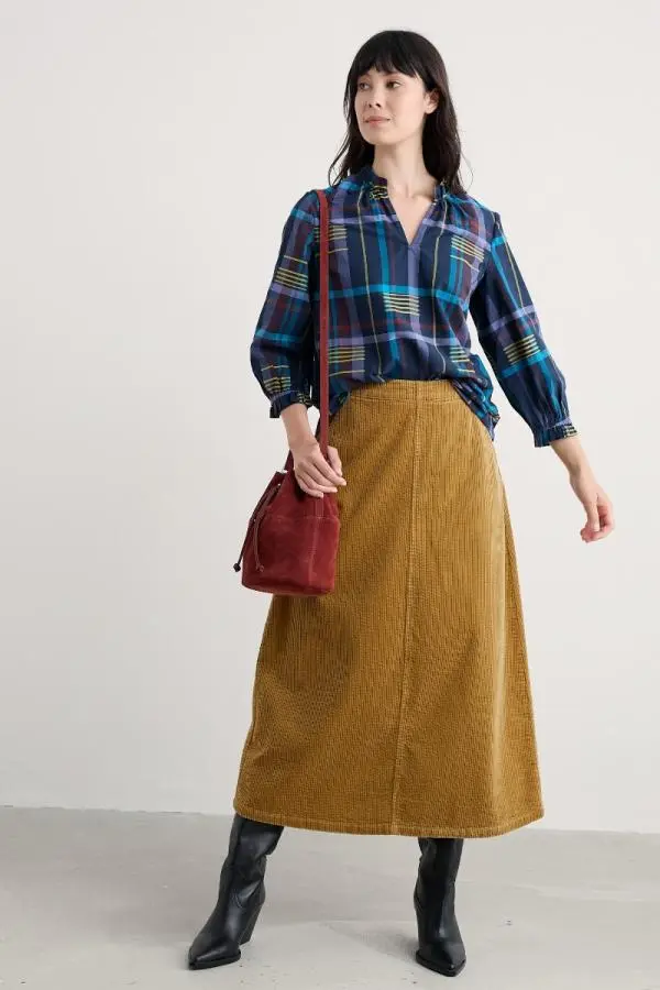Window Wren Cord Midi Skirt