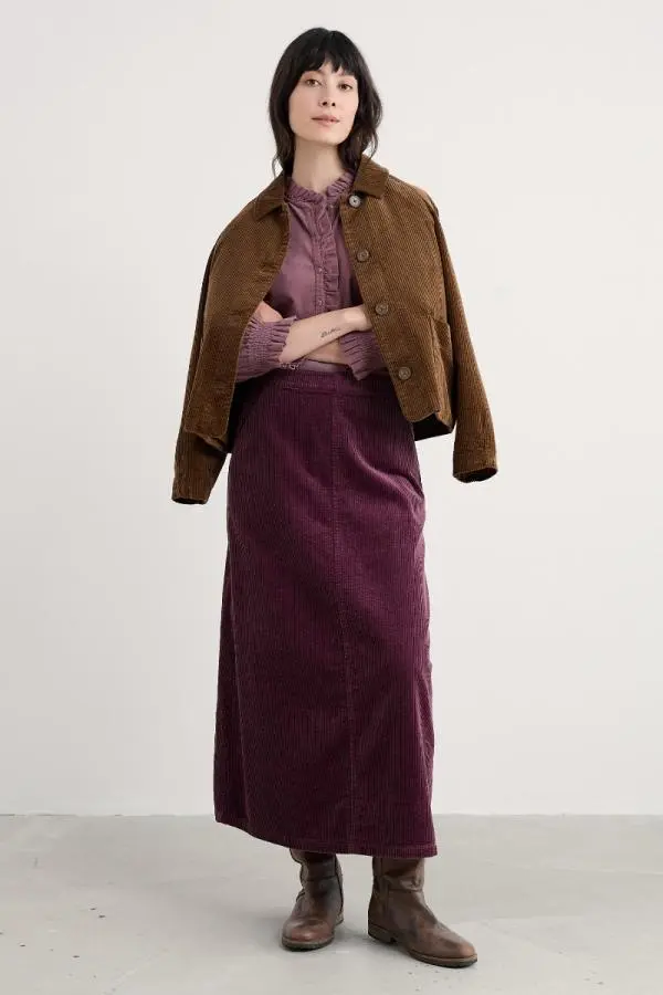 Window Wren Cord Midi Skirt