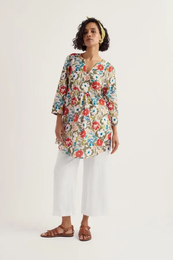 Op Art Organic Cotton Tunic Top