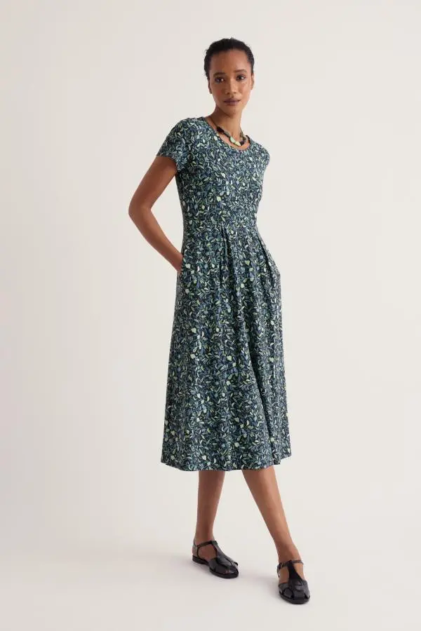 Veronica Short Sleeve Midi Dress in GOTS-Certified Organic Cotton