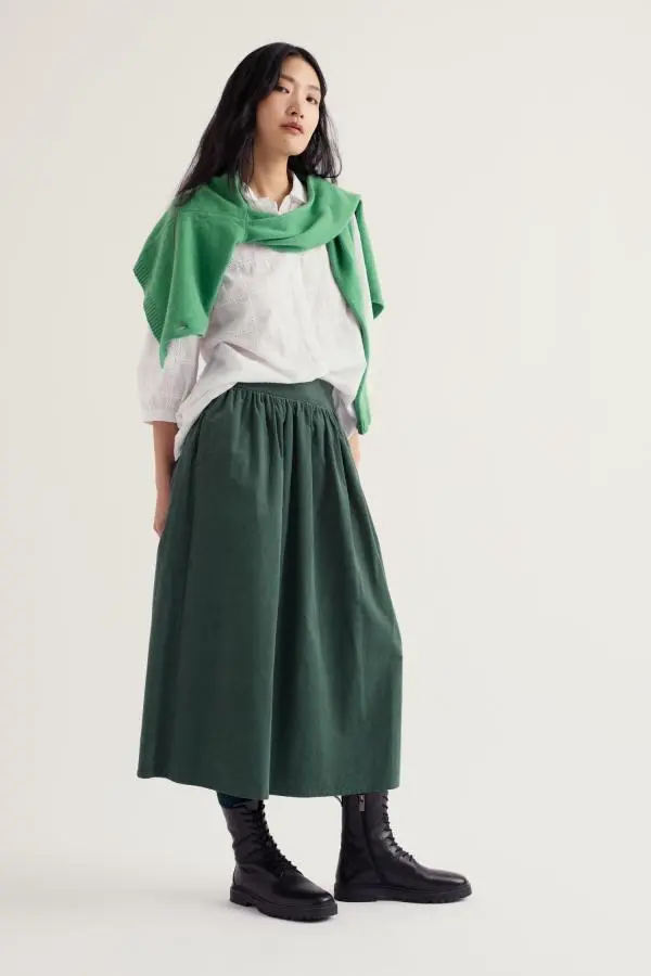 Mevagissey Needlecord A-Line Midi Skirt