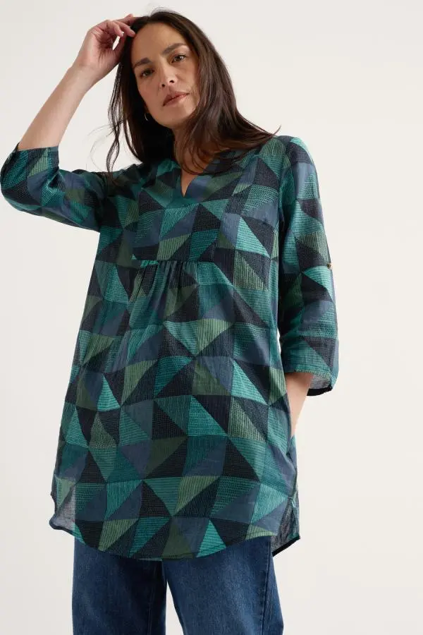 Op Art Organic Cotton Tunic Top