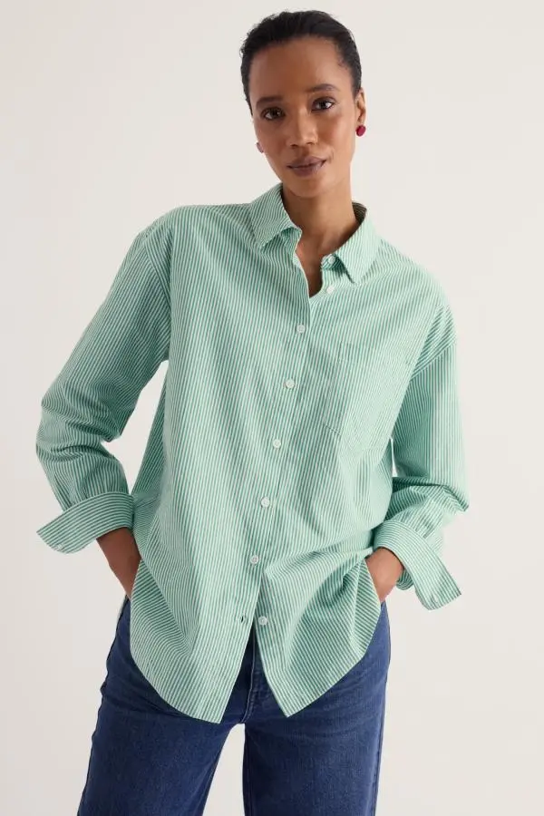 Sea Path Oversized Poplin Shirt