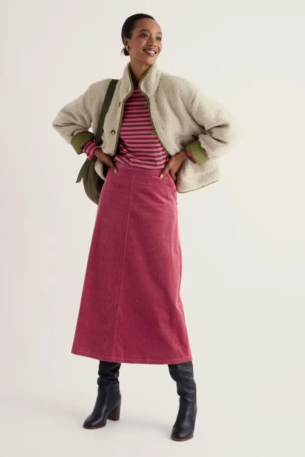 Window Wren Cord Midi Skirt