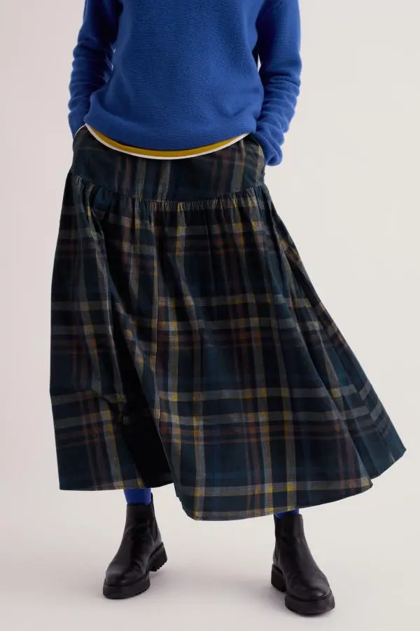 Hamlyn A-Line Tiered Needlecord Midi Skirt